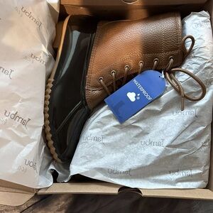 JBL Jambu Women's Maplewood Waterproof Rain Boots Navy Blue/Tan Size 8.5M